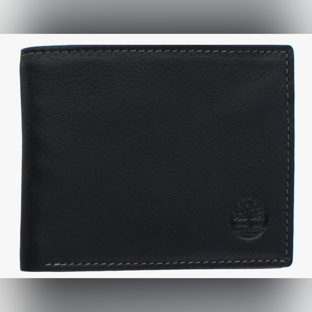 Timberland Men's Wellington Leather RFID Comnunter Security Black Wallet New
